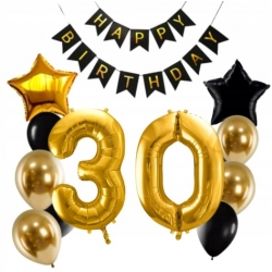 Zestaw balonów z banerem do dekoracji na 30 urodziny -15 elementów 